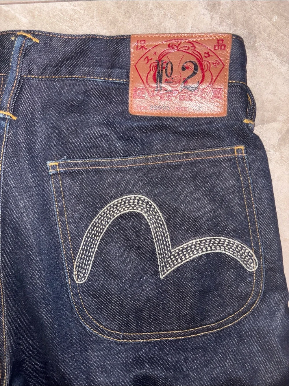 Evisu Dark Indigo Denim Shorts with Signature Back Pocket Stitch